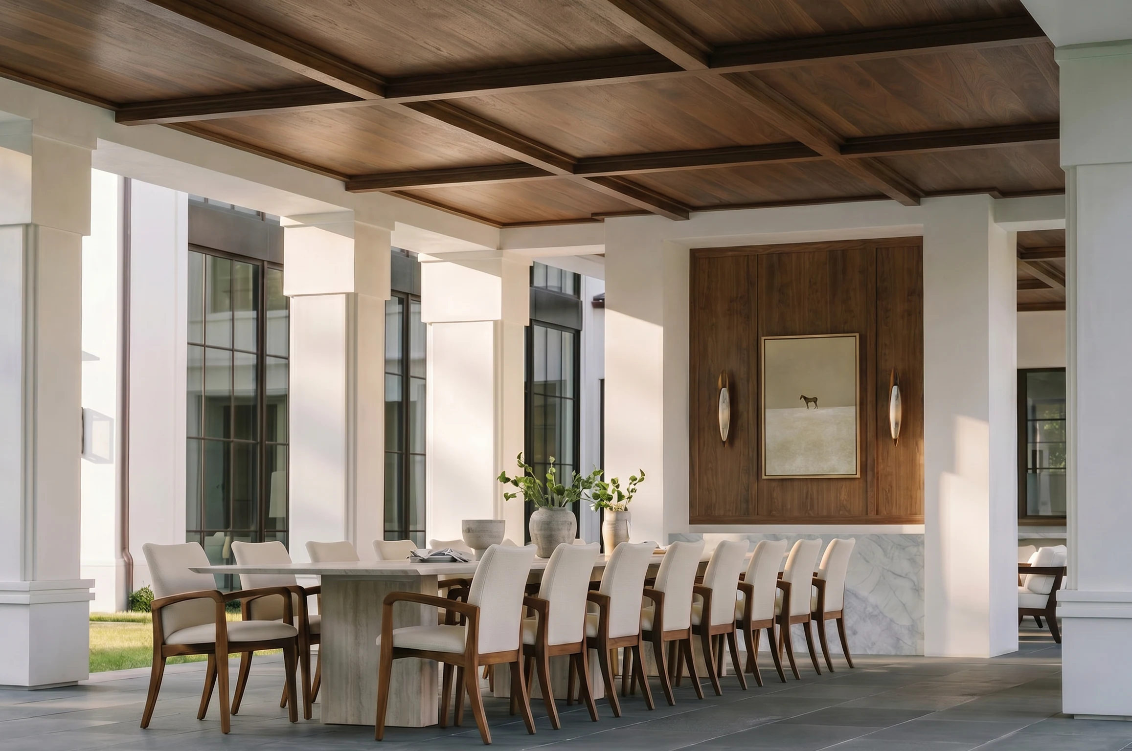 Architectural visualization of the dining area at Las Vegas Estate.