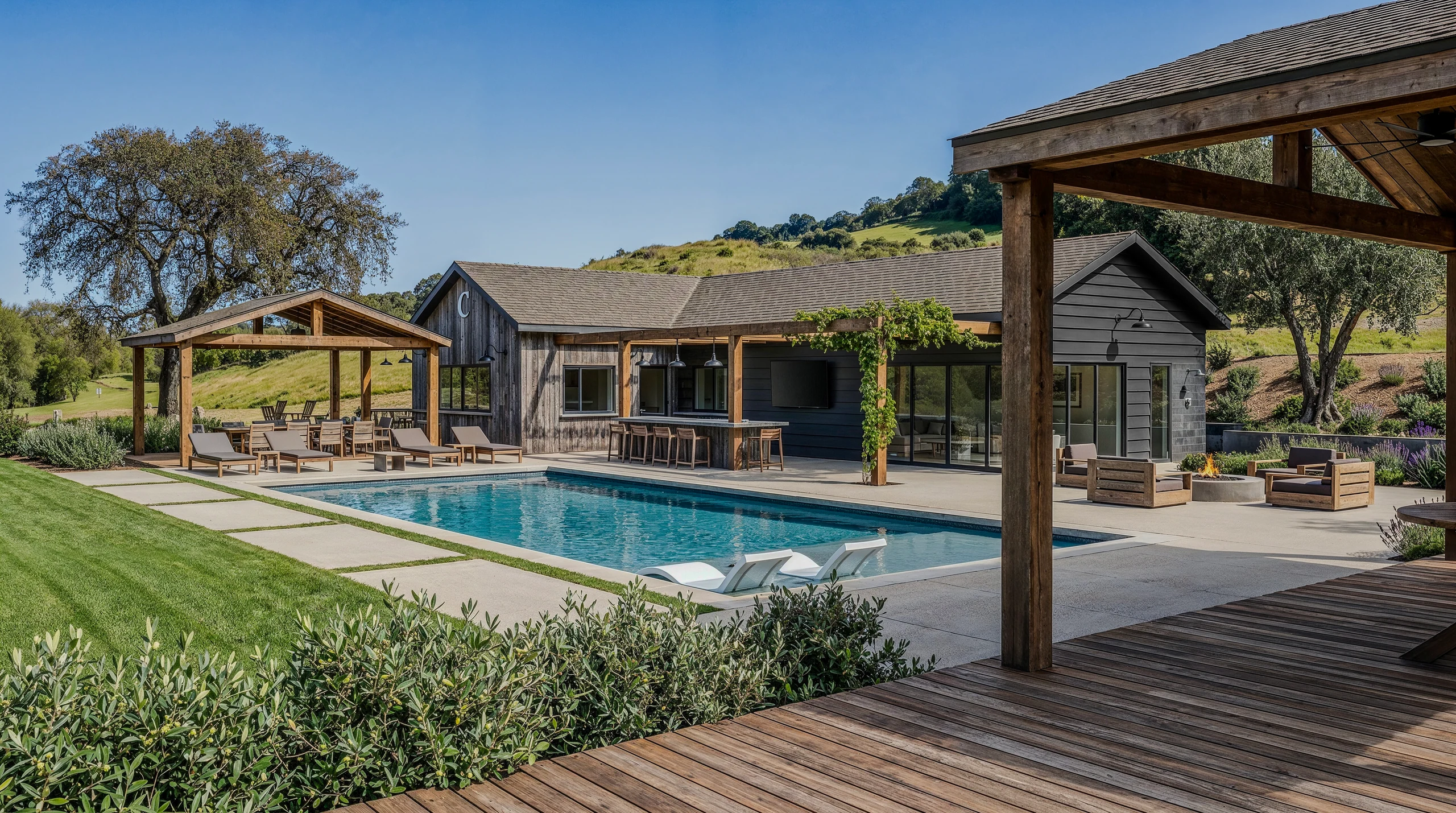A second landscape design view of the Summer Court private residence.