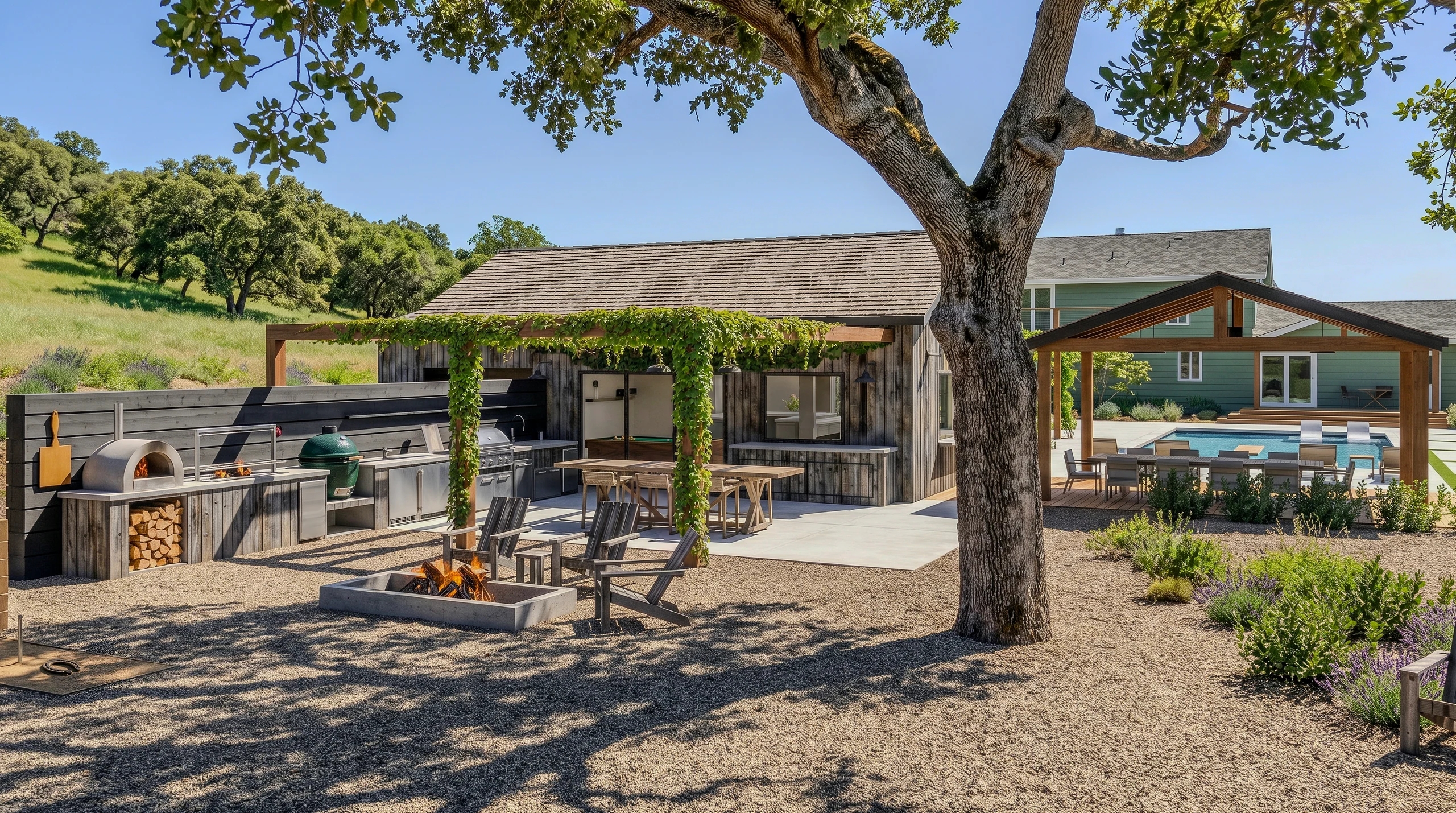 A third landscape design view of the Summer Court private residence.